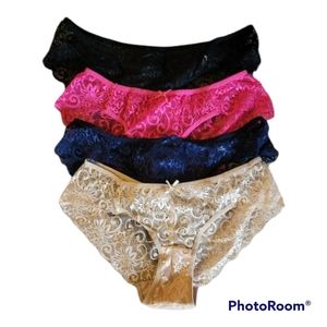 SUMMER SALE!! NWOT 4 Pairs Sheer Lace Bikini Panties Multi Color Size M